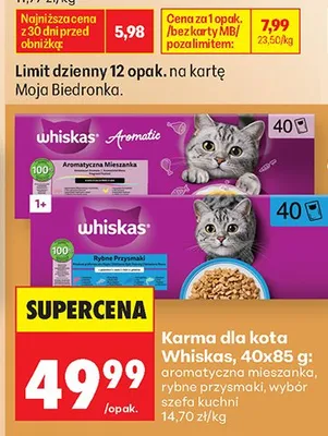 Karma dla kota Whiskas Aromatic aromatyczna mieszanka promocja w Biedronka