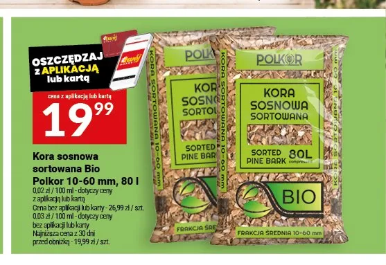 Kora sosnowa sortowana Bio Polkor 10-60 mm promocja w Twój Market