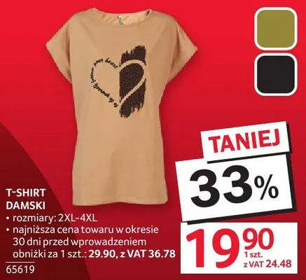 T-shirt damski rozmiary 2XL-4XL promocja w Selgros