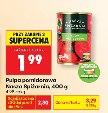Pulpa pomidorowa Nasza Spiżarnia 400g promocja w Biedronka