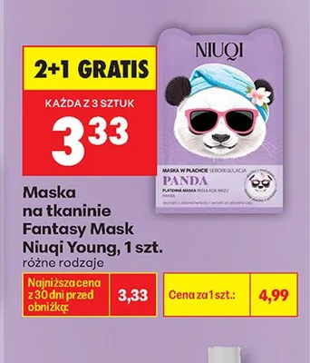 Maska na tkaninie Niuqi Young Fantasy Mask Panda promocja w Biedronka