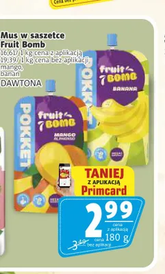 Mus w saszetce Fruit Bomb banan Dawtona promocja w Prim Market