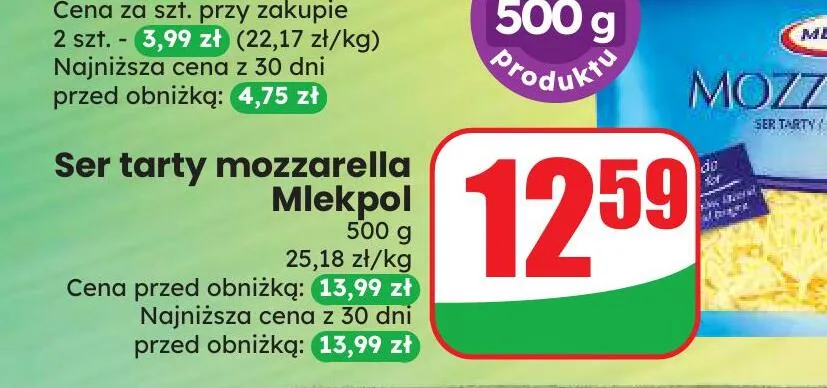 Ser tarty mozzarella Mlekpol promocja w Dino