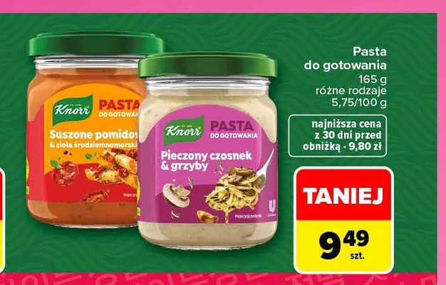 Pasta do gotowania suszone pomidory & zioła śródziemnomorskie Knorr promocja w Carrefour