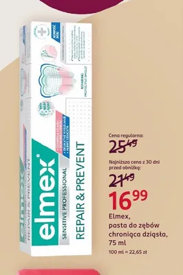 Pasta do zębów Elmex Sensitive Professional Repair & Prevent promocja w Rossmann