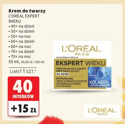 Krem do twarzy L'Oréal Expert Wieku 60+ na noc promocja w Intermarche