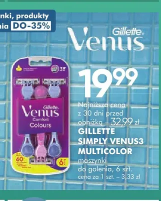 Maszynki do golenia Gillette Simply Venus 3 Multicolor promocja w Super-Pharm