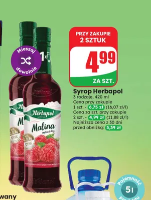 Syrop Herbapol o smaku malinowym z lipą promocja w Dino