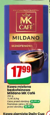 Kawa mielona bezkofeinowa Mildano MK Cafe promocja w Dino