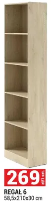 Regał 6 System Braga kolor dąb cremona 58,5x210x30cm promocja w Merkury Market