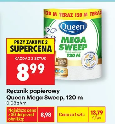 Ręcznik papierowy Mega Sweep 120m promocja w Biedronka