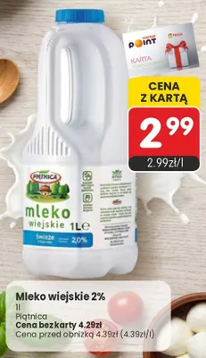 Mleko wiejskie 2% Piątnica promocja w Market Point