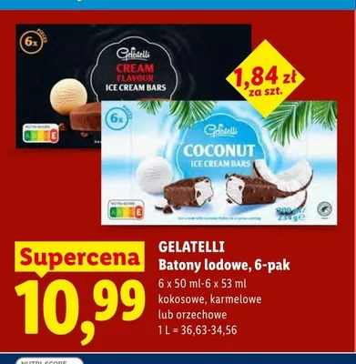 Batony lodowe karmelowe Gelatelli 6-pak promocja w Lidl
