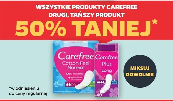 Wszystkie produkty Carefree DRUGI -50% promocja w Netto