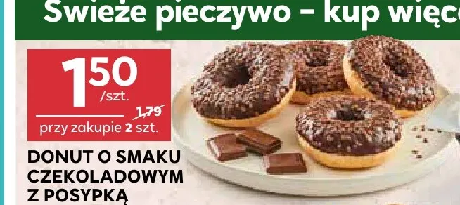 Donut o smaku czekoladowym z posypką promocja w Stokrotka