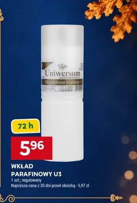 Wkład parafinowy U3 regulowany Luks Uniwersum promocja w Stokrotka
