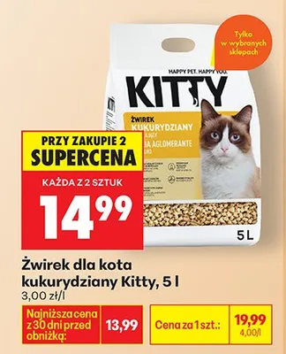 Żwirek dla kota kukurydziany promocja w Biedronka