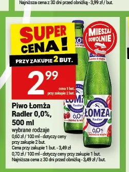 Piwo bezalkoholowe Łomża Radler promocja w Twój Market