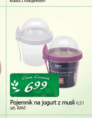 Pojemnik na jogurt z musli Ravi promocja w CEZAR Delikatesy