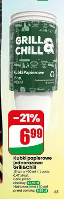 Kubki papierowe jednorazowe Grill&Chill promocja w Dino