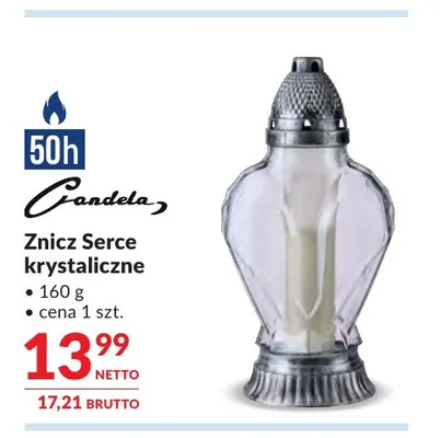 Znicz Serce krystaliczne Candela promocja w Makro
