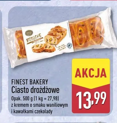 Ciasto drożdżowe z kremem o smaku waniliowym i kawałkami czekolady Finest Bakery promocja w Aldi