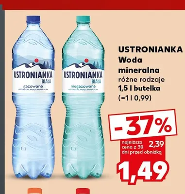 Woda mineralna niegazowana Ustronianka Biała promocja w Kaufland