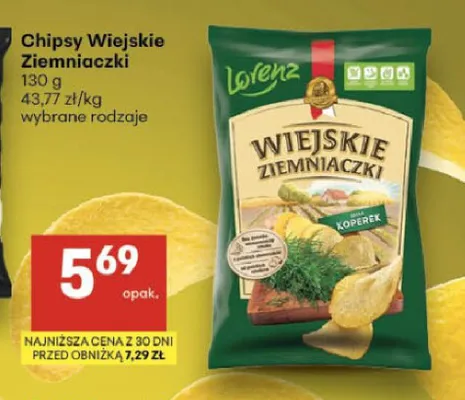 Chipsy Wiejskie Ziemniaczki Koperek promocja w Delikatesy Centrum