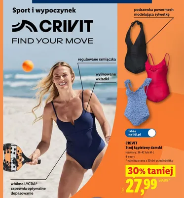 Strój kąpielowy damski CRIVIT promocja w Lidl