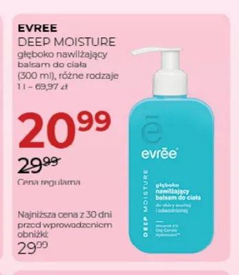 Balsam do ciała głęboko nawilżający Evree Deep Moisture promocja w Drogerie Jawa