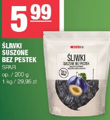 Śliwki suszone bez pestek promocja w SPAR