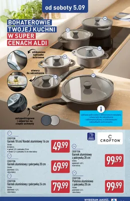 Patelnia aluminiowa z pokrywką Crofton 4,6 l 28 cm promocja w Aldi