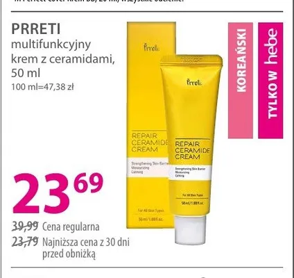 Multifunkcyjny krem z ceramidami PRRETI promocja w Hebe