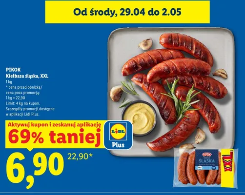 Kiełbasa śląska XXL Pikok promocja w Lidl