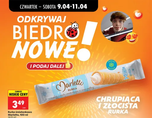 Lody rurka śmietankowa promocja w Biedronka