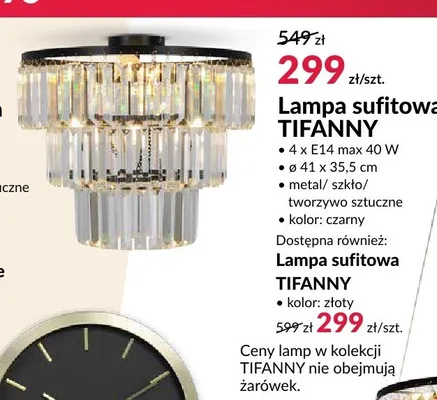 Lampa sufitowa TIFANNY złota promocja w Salony Agata