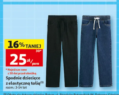 Spodnie dziecięce z elastyczną talią promocja w Auchan