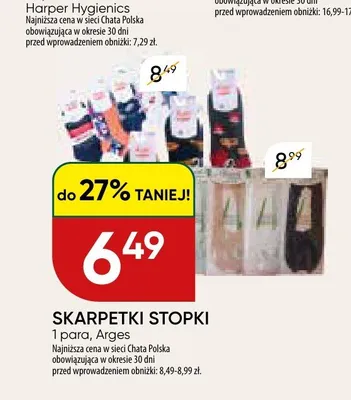 Skarpetki stopki Arges promocja w Chata Polska