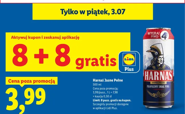 Piwo Harnaś Jasne Pełne promocja w Lidl