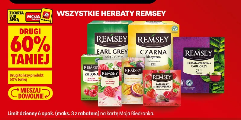 Herbata owocowa Raspberry & Strawberry Remsey promocja w Biedronka