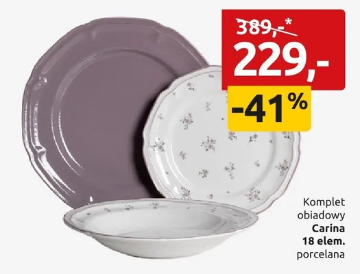 Komplet obiadowy Carina 18 elem. porcelana promocja w Black Red White