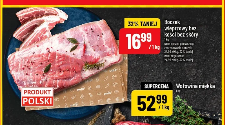 Boczek wieprzowy bez kości bez skóry promocja w POLOmarket