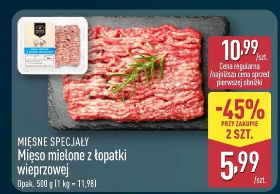 Mięso mielone z łopatki wieprzowej promocja w Aldi