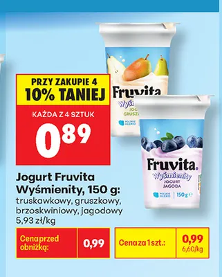 Jogurt Fruvita Wyśmienity gruszkowy promocja w Biedronka