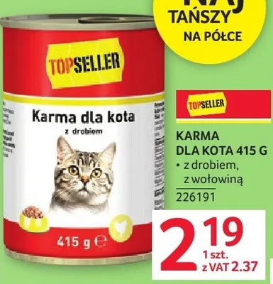 Karma dla kota z drobiem 415g promocja w Selgros