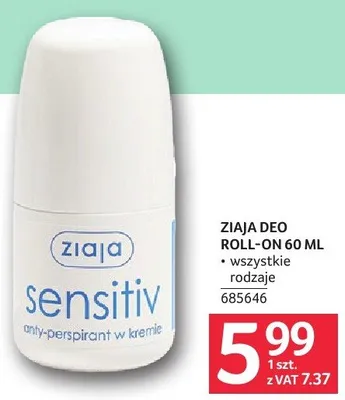 Dezodorant ZIAJA DEO ROLL-ON 60 ML promocja w Selgros