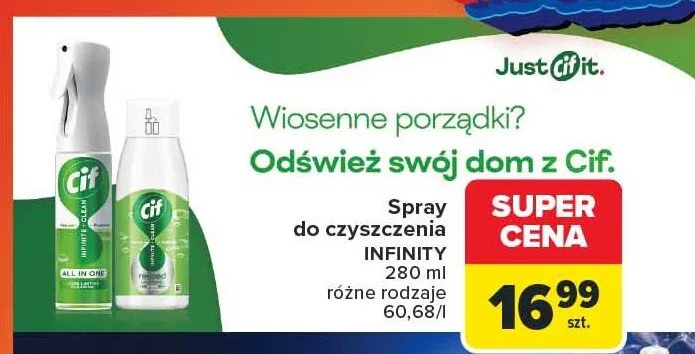 Spray do czyszczenia Infinity różne rodzaje promocja w Carrefour Market