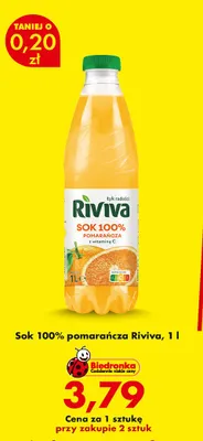 Sok 100% pomarańcza Riviva promocja w Biedronka