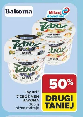 Jogurt 7 Zbóż Men Bakoma promocja w Carrefour