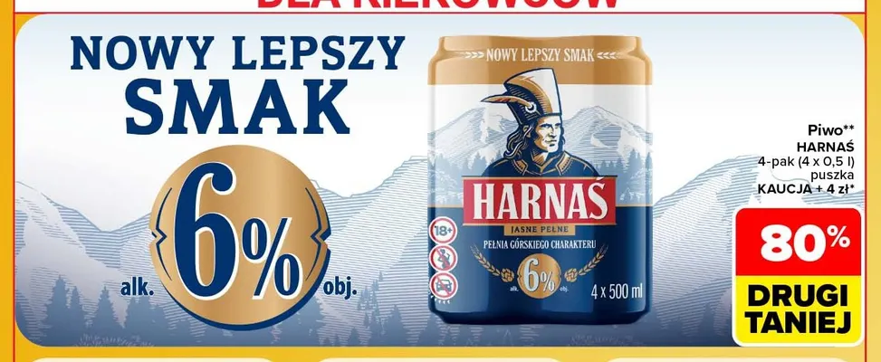 Piwo Harnaś 4-pak promocja w Carrefour